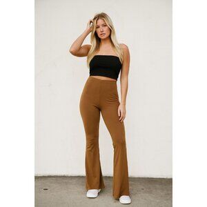 RALPH LAUREN PURPLE LABEL HIGH WAIST FLARED PANTS SIZE 8 TAN